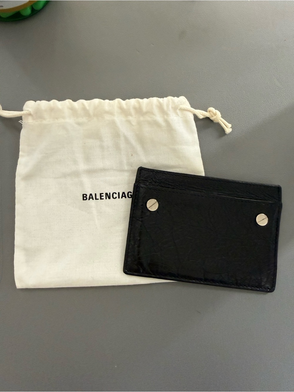 Balenciaga black leather card case